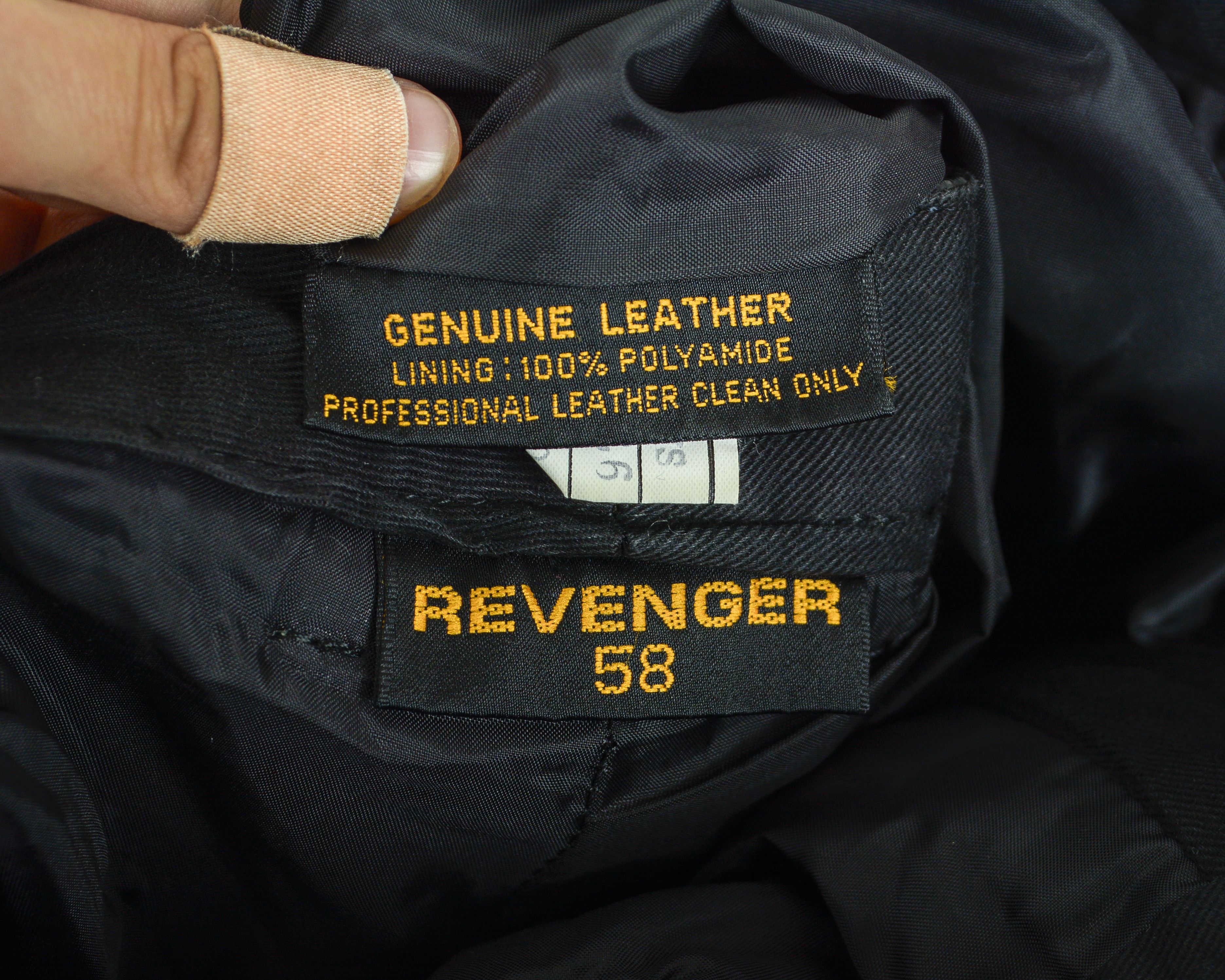 Leather × Revenge × Vintage REVENGER W36 L32 Straight Leg Leather Pants Trousers Moto L Size US 36 / EU 52 - 7 Thumbnail