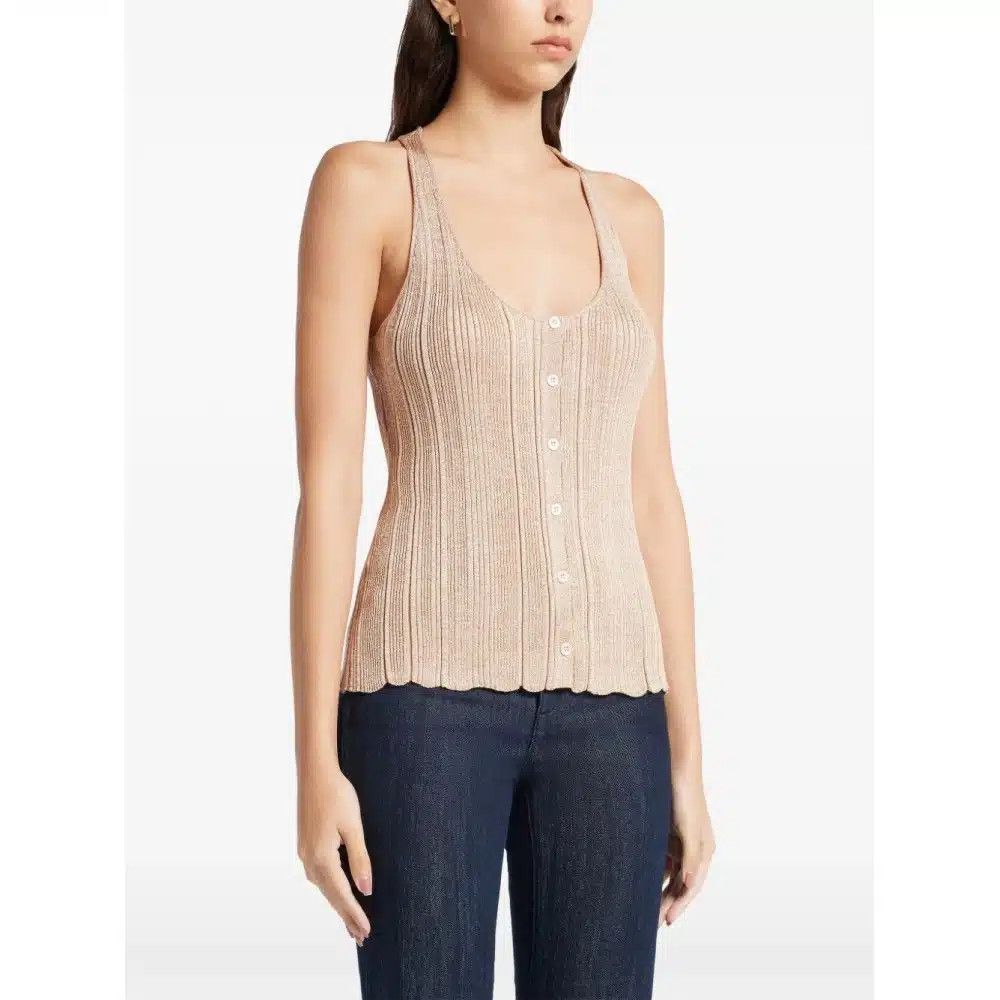 Tom Ford o1loc1c0325 TSK329 Lurex Mixed Rib Tank Top in Beige Size S / US 4 / IT 40 - 2 Thumbnail