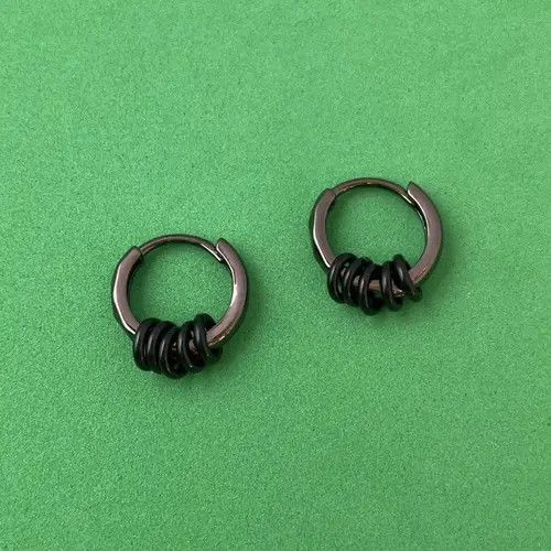 Designer × Sterling Silver Small Hoop Earrings for Men Women,Black Hoop Earrings Size ONE SIZE - 1 Thumbnail