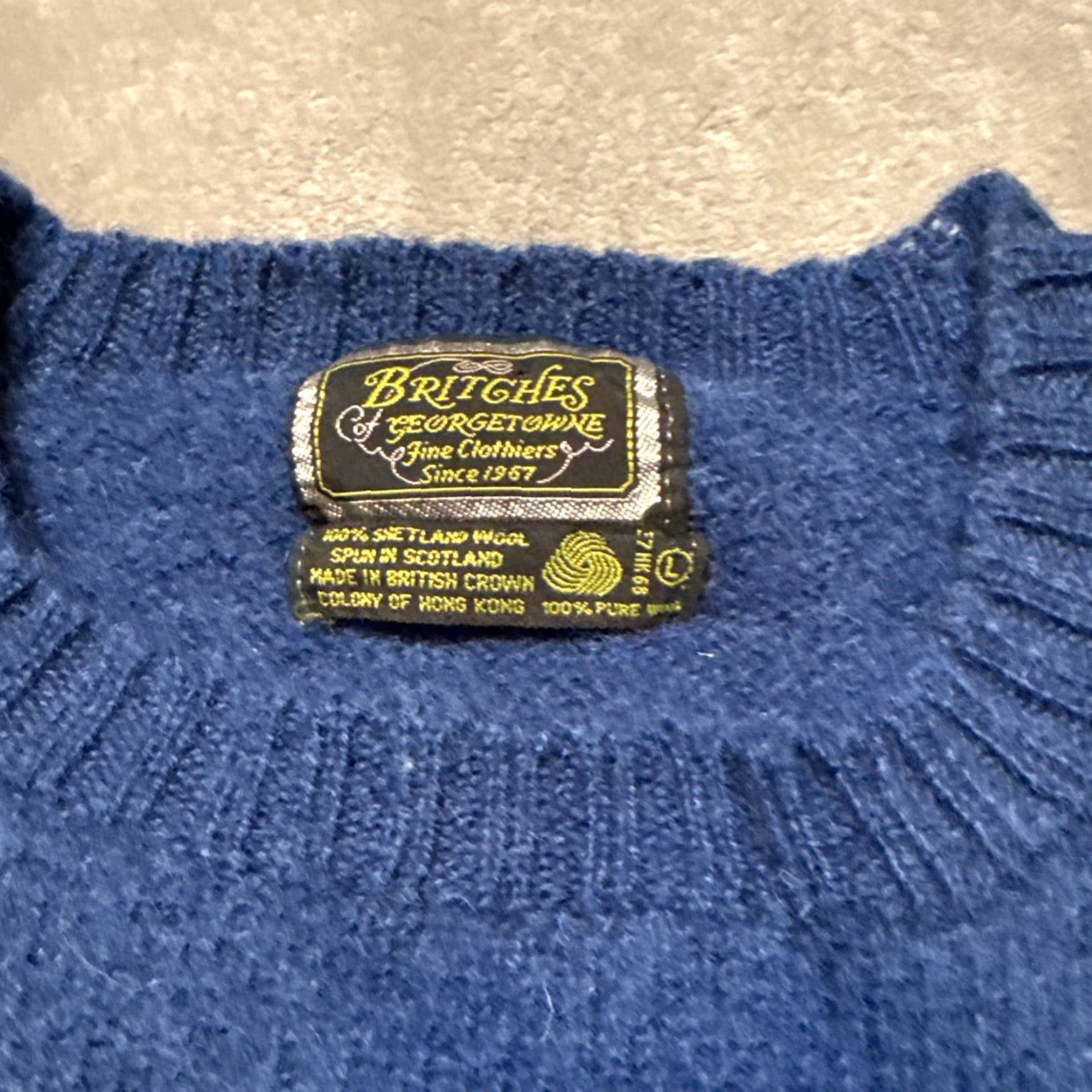 Vintage VINTAGE Britches Of Georgetown Sweater Pullover Size L Blue Shetland Wool Crew Neck Long Sleeve Men Regular Size US L / EU 52-54 / 3 - 3 Thumbnail