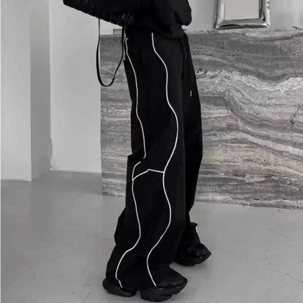 Other Black Stripe Loose Wide Leg Sweatpants Size US 28 / EU 44 - 1 Thumbnail