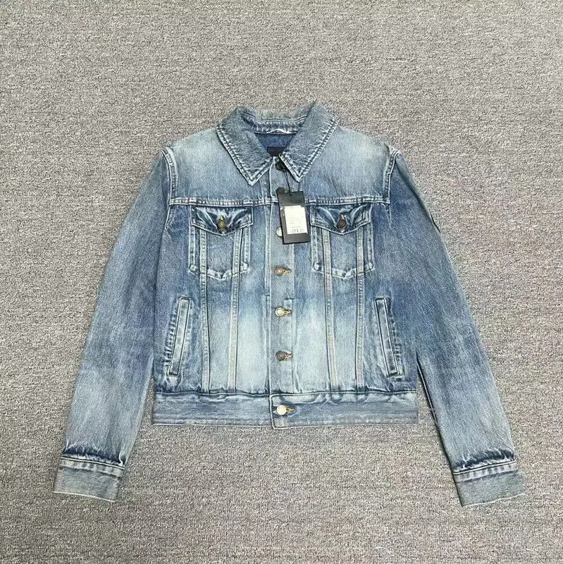 Yves Saint Laurent YSL Denim Jacket in Blue with Logo . Size S / US 4 / IT 40 - 1 Thumbnail