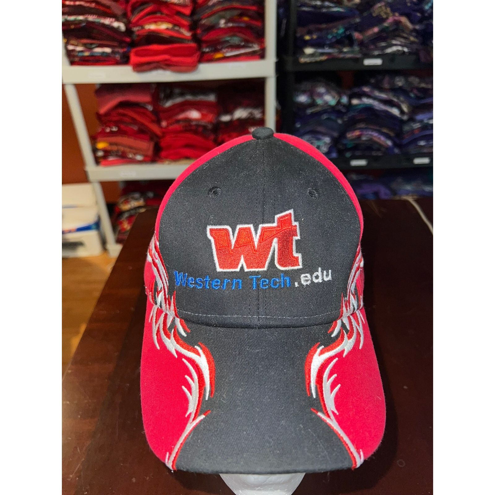Vintage Western Tech Hat EDU Black Red Cap Headwear Size ONE SIZE - 2 Thumbnail