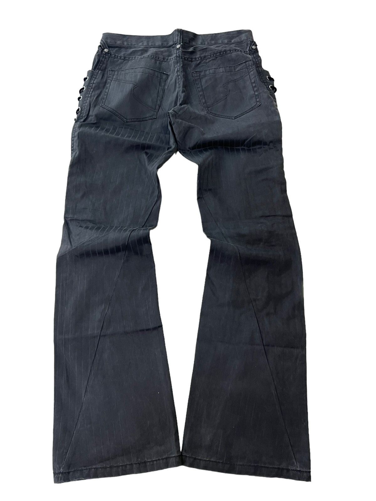 Japanese Brand Semantic Design Spiral Cut Flared Lace Up Jeans Size US 32 / EU 48 - 2 Thumbnail