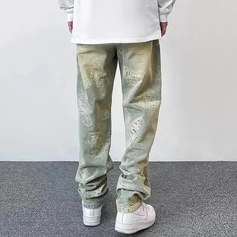 Japanese Brand Distressed Hole Ripped Washed Paisley Full Print Jeans Pant Size US 32 / EU 48 - 3 Thumbnail