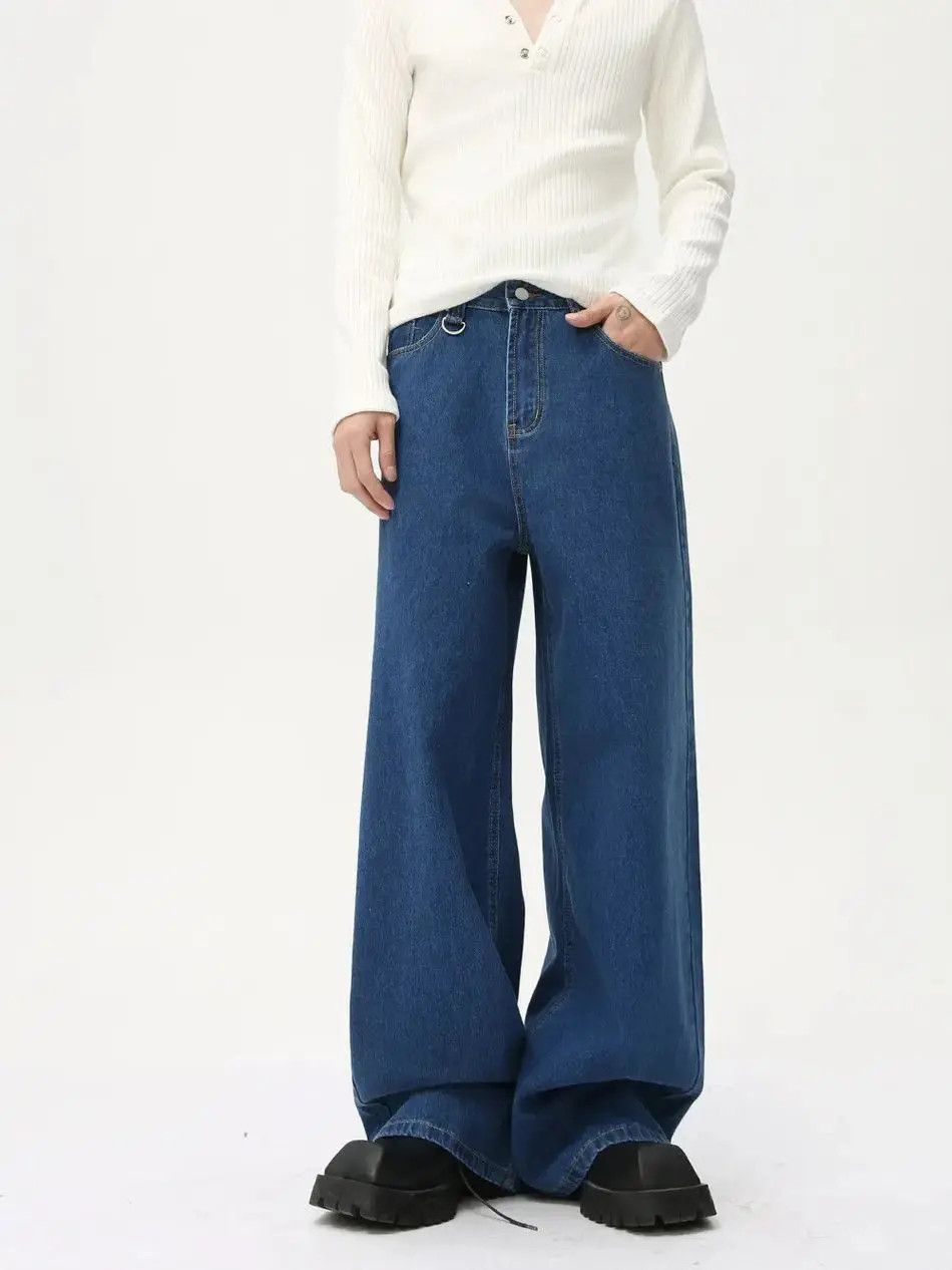 Japanese Brand Retro loose solid color wide leg jeans Size US 32 / EU 48 - 3 Thumbnail