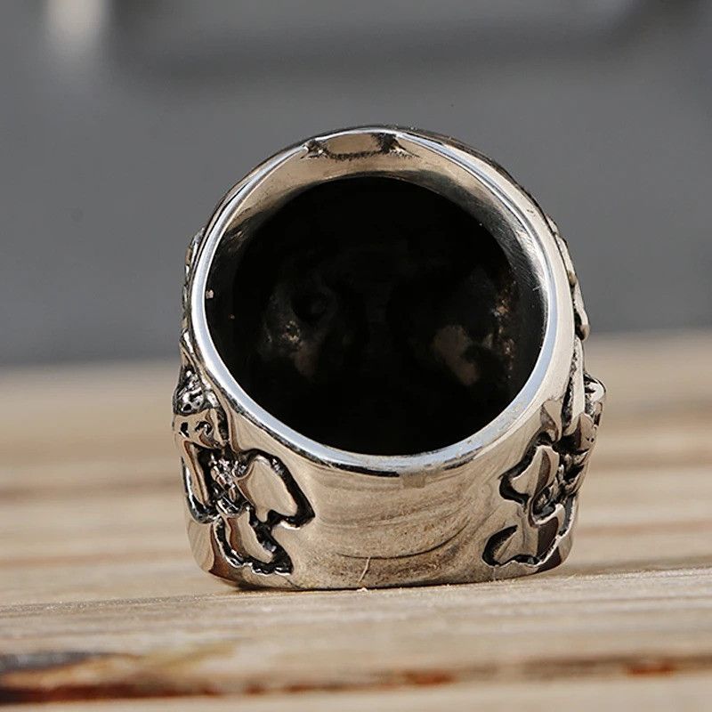 Vintage Skull Ring Men Stainless Steel Motor Biker Size ONE SIZE - 6 Thumbnail