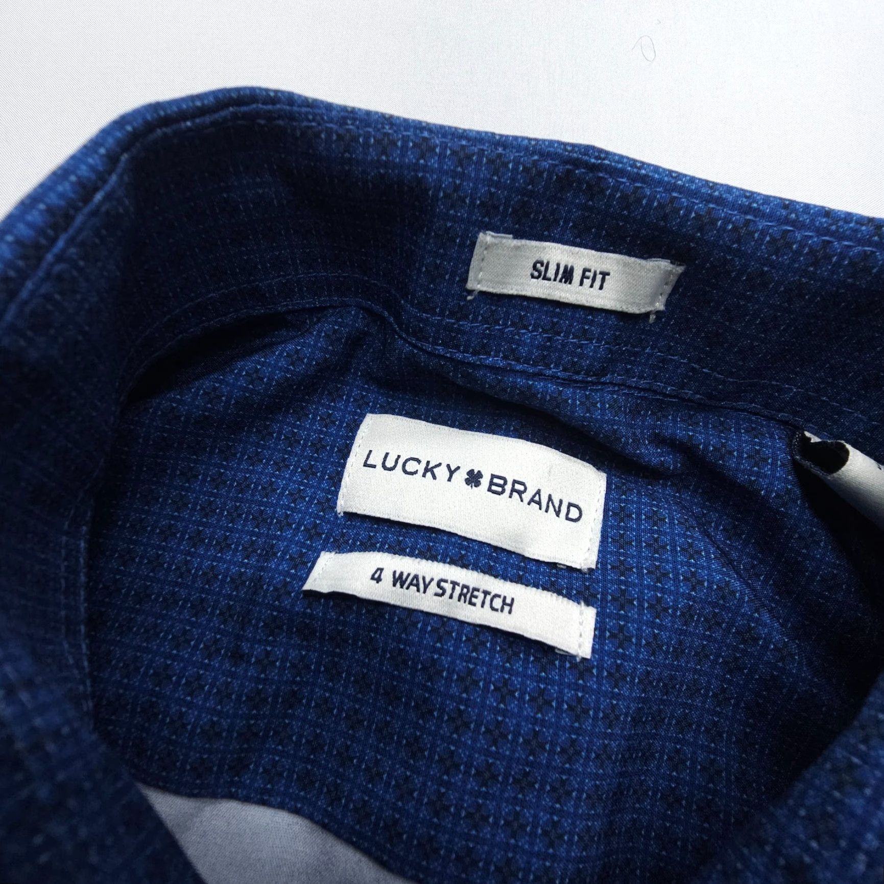 Lucky Brand Lucky Brand Shirt Mens Medium Slim 4 Way Stretch Long Sleeve Button Blue Print Size US M / EU 48-50 / 2 - 3 Thumbnail