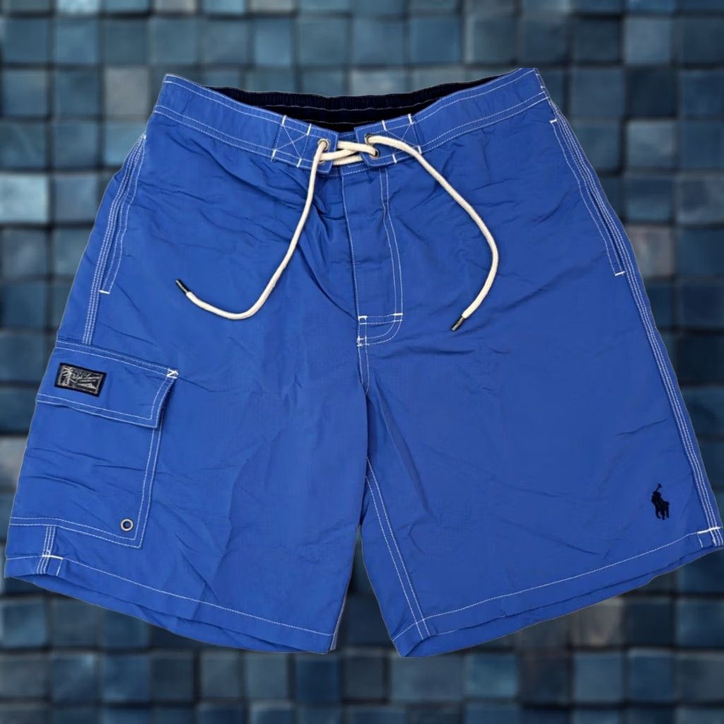 Polo Ralph Lauren Polo Ralph Lauren Cargo Swim Trunks Men S Blue Lined Drawstring Size US S / EU 44-46 / 1 - 1 Thumbnail