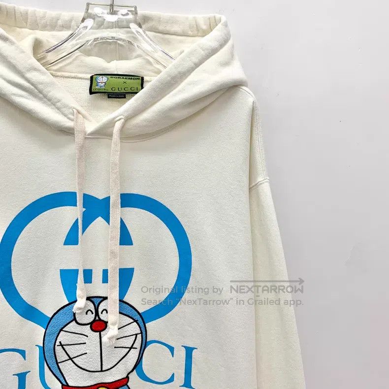 Gucci Gucci White Doraemon printed cotton hooded drawstring long Size L / US 10 / IT 46 - 3 Thumbnail