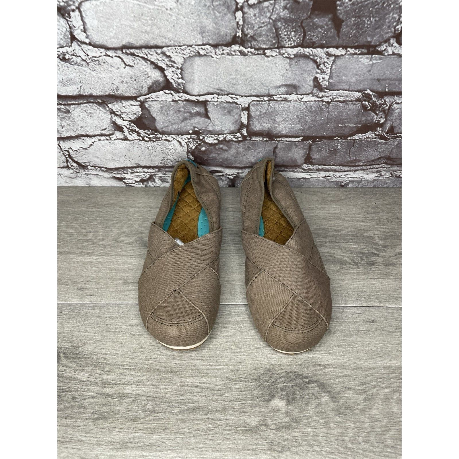 NOZO Mozo Taupe Canvas Fabric Comfort Slip Ballet Flats Shoes Wom Size US 7.5 / IT 37.5 - 19 Thumbnail
