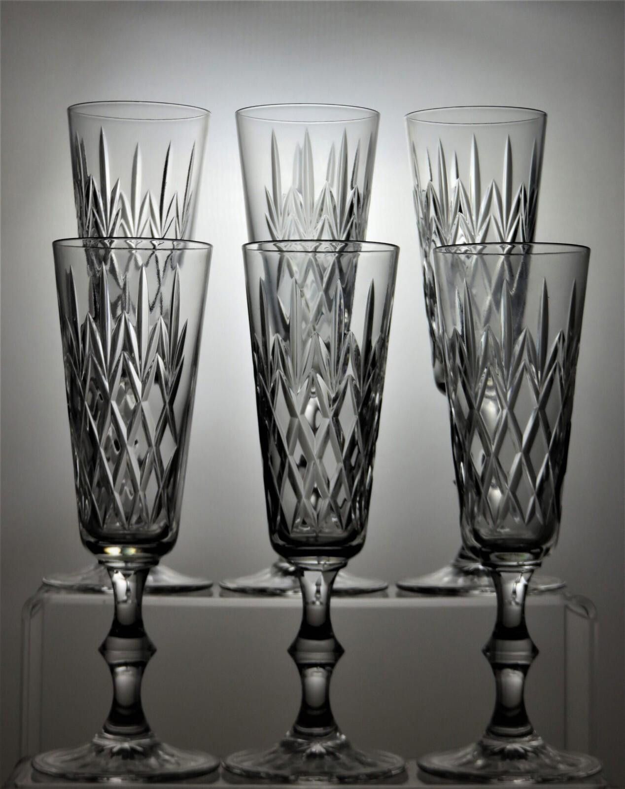 The Unbranded Brand Crystal Cut Set of 6 Champagne Flutes Engraving Place 7 1/2 Size ONE SIZE - 1 Thumbnail