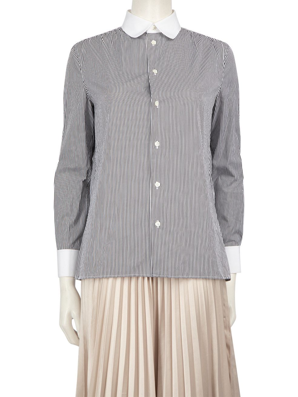 image of Celine Navy Striped Button Up Shirt, Women's (Size Small)