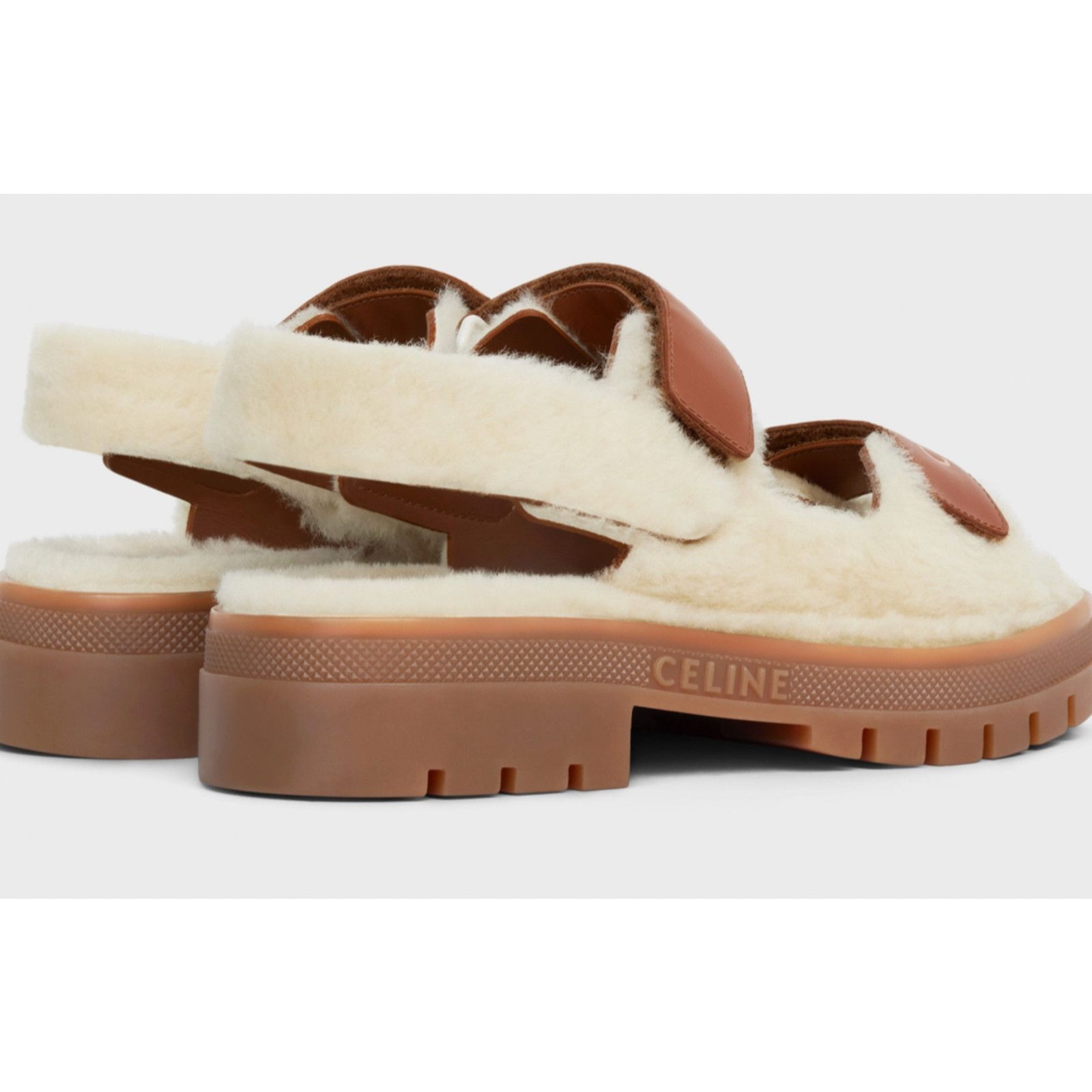 Celine Celine Leo Scratch Sandal Shearling Fur Tan Leather Logo Size US 7 / IT 37 - 10 Thumbnail