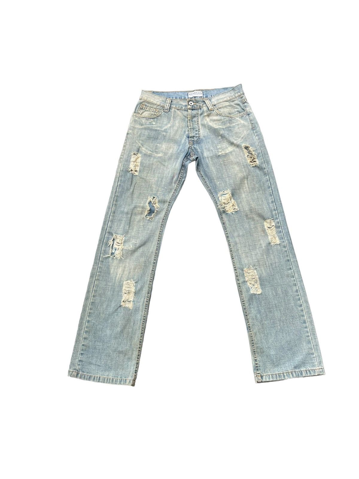 Designer Vintage Kemitch Socialite Faded Distressed Denim Size US 32 / EU 48 - 1 Thumbnail