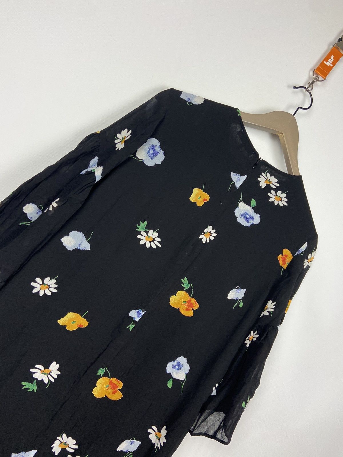 Designer × Ganni Ganni Dainty Georgette Floral Black Mini Dress Sz 36 Size XS / US 0-2 / IT 36-38 - 15 Thumbnail