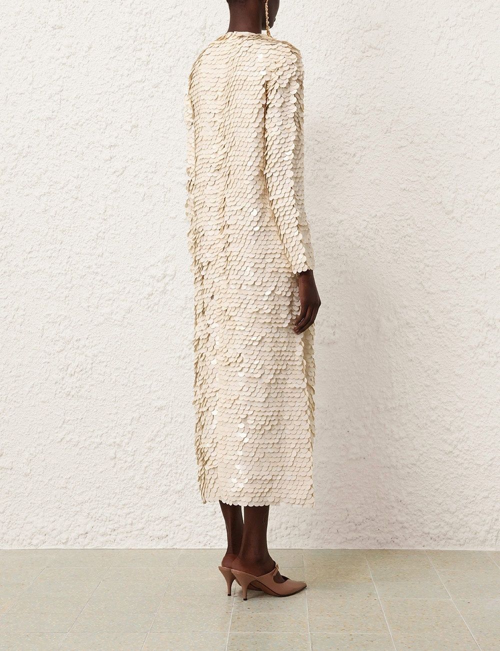 Zimmermann oc11z0925 Eden Sequin Maxi Dress in Cream Size M / US 6-8 / IT 42-44 - 4 Thumbnail