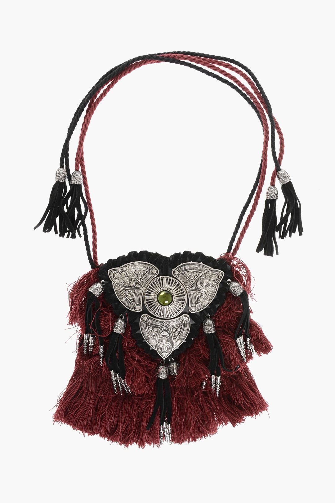 Dsquared2 Leather and Metal Plastron Necklace with Fringes Size ONE SIZE - 1 Thumbnail