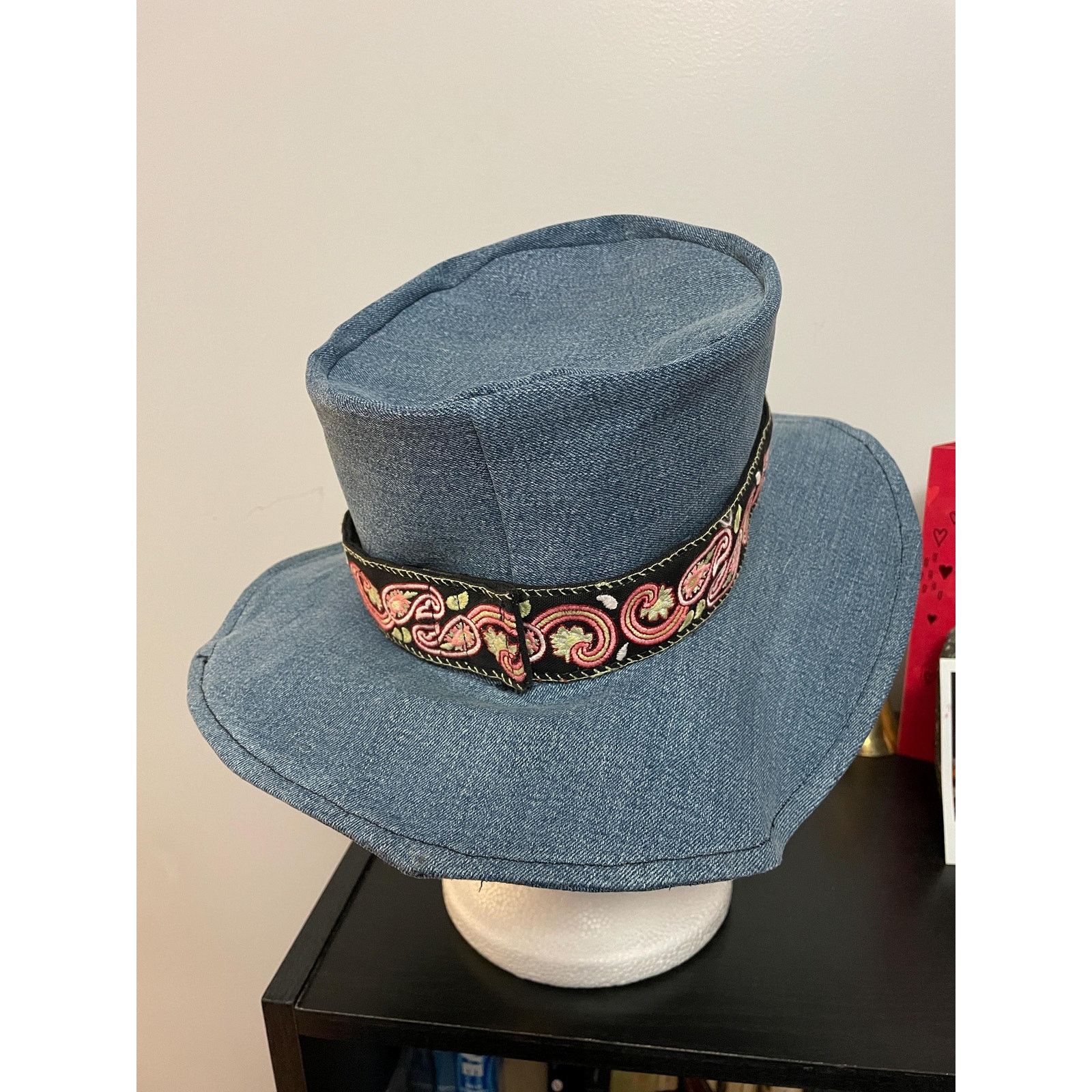 Other Upcycled Denim Western Hat Small | Handmade Wide Brim Blue Size ONE SIZE - 7 Thumbnail