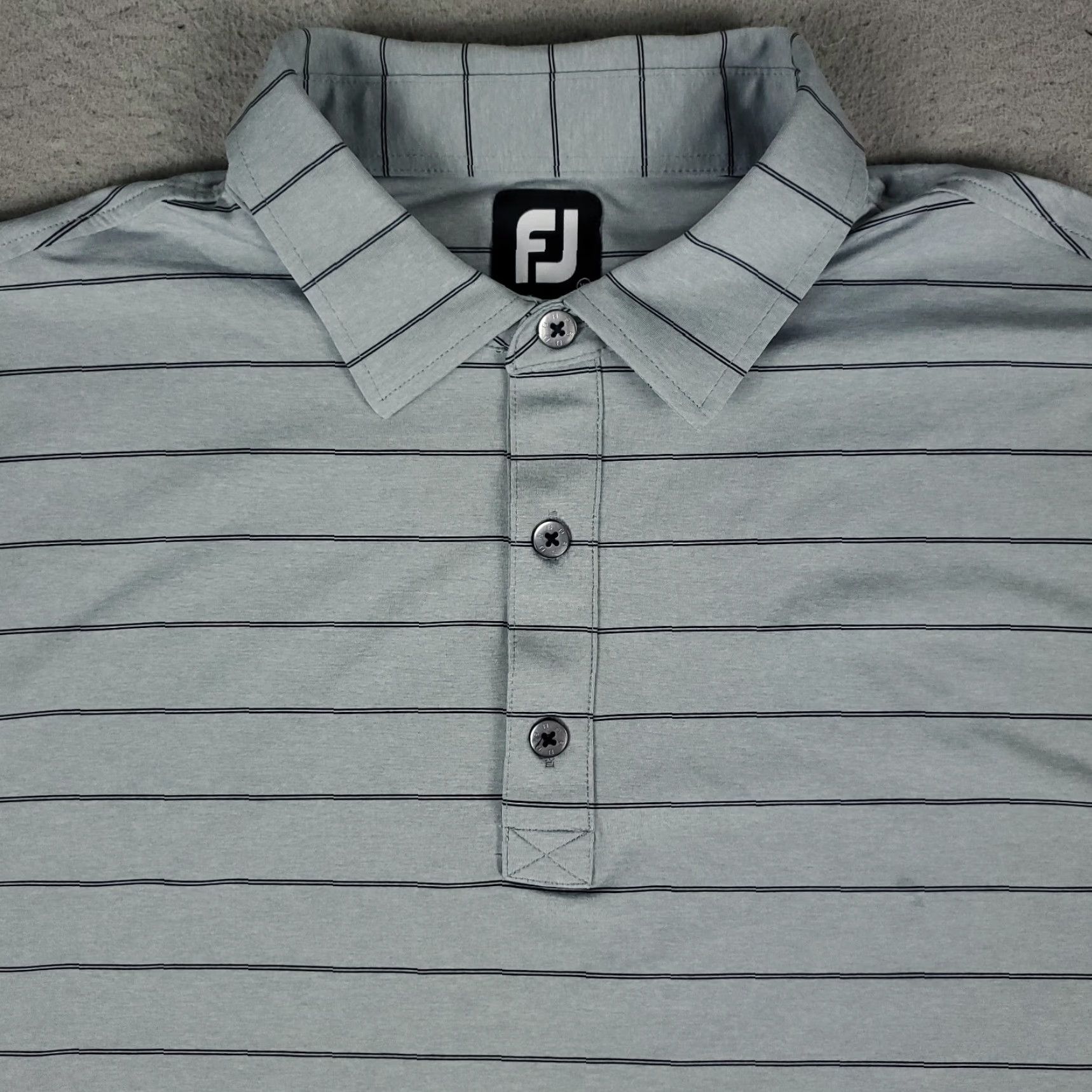 Footjoy FJ Polo Shirt Mens XL Gray Striped Short Sleeve Polo Shirt Men's Gray Striped Short Sleeve FJ Polo Size US XL / EU 56 / 4 - 2 Thumbnail