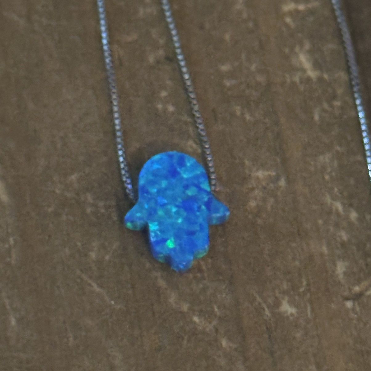 Vintage Vintage 925 silver blue opal Hamsa pendant necklace Size ONE SIZE - 3 Thumbnail