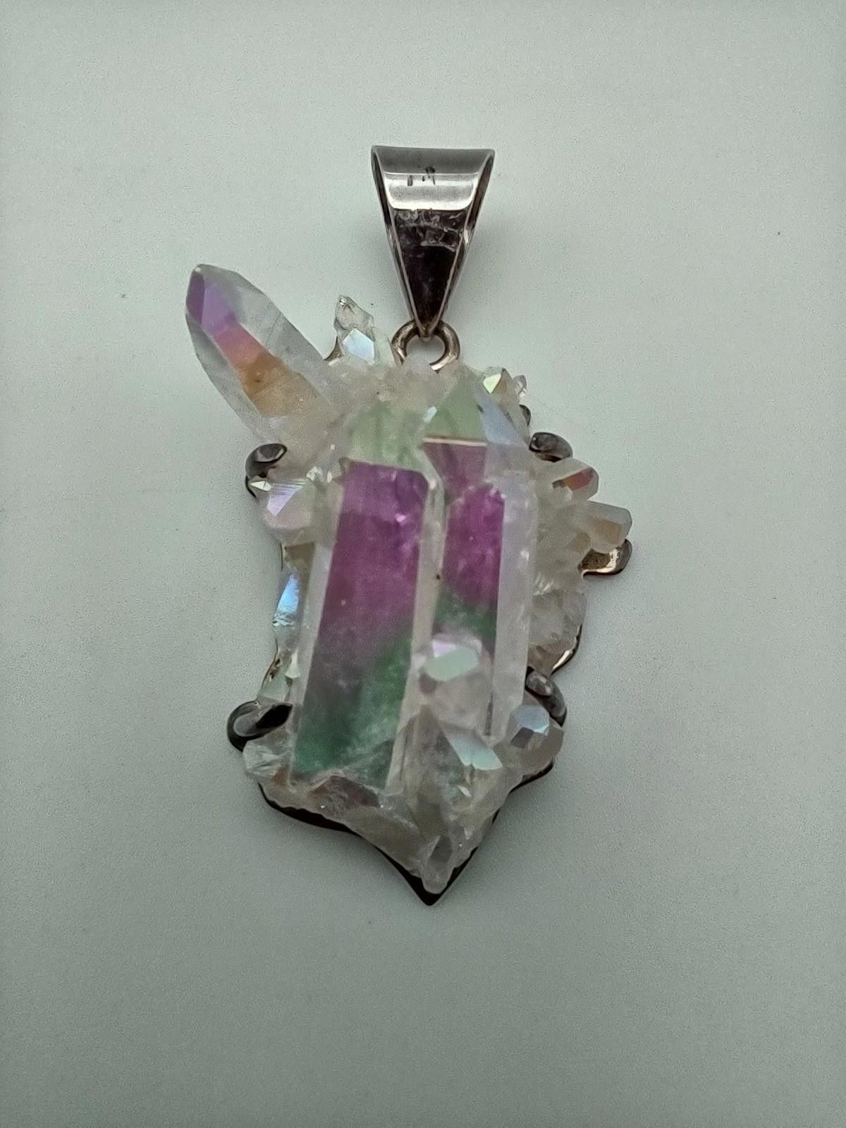 Other Obsidian Sterling Rainbow Aura Quartz Crystal Pendant Size ONE SIZE - 2 Thumbnail
