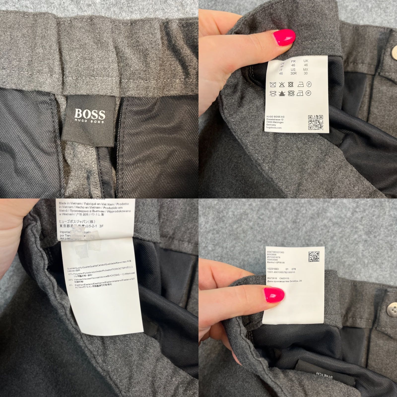 Vintage Hugo Boss Mens Chino Trousers Pants Slim Tapered Fit 30 Grey Pleated Zip Pkts Size US 30 / EU 46 - 8 Thumbnail