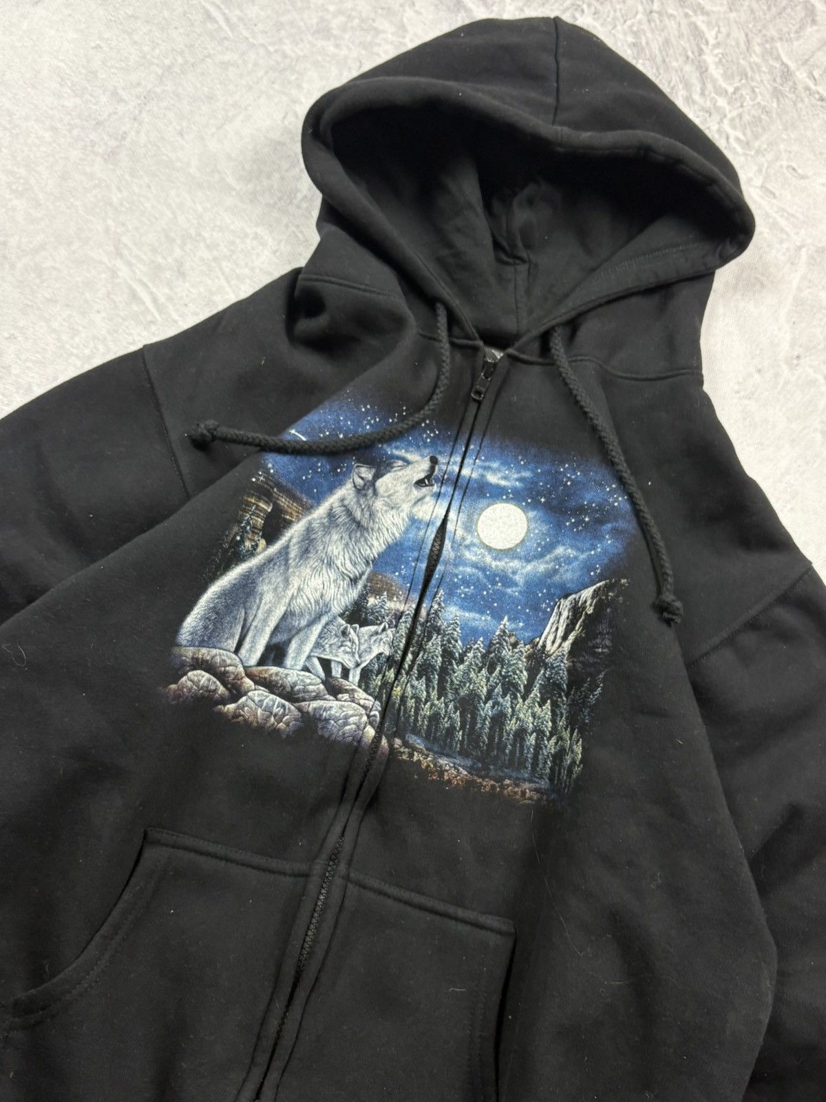 Japanese Brand Vintage Wolf ZIP hoodie rap hip-hop retro wide loose baggy Size US L / EU 52-54 / 3 - 9 Thumbnail