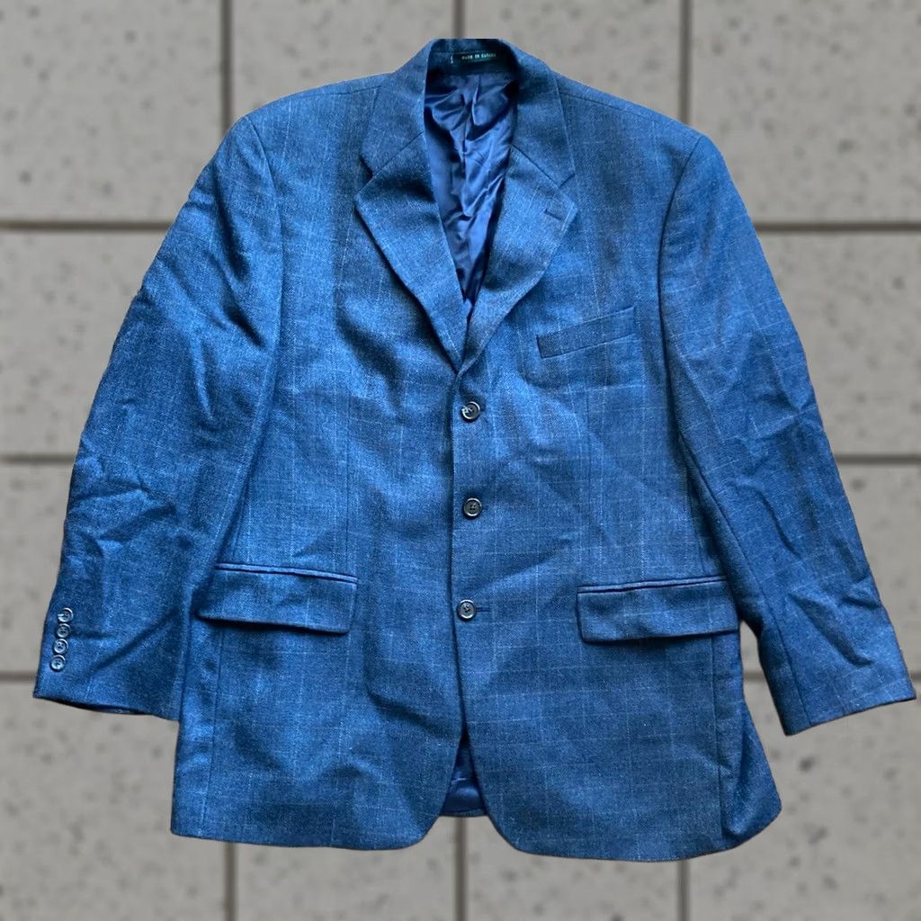 Ralph Lauren Lauren Ralph Lauren Blazer Jacket Mens Size 44R Blue Navy Plaid Check Wool 3 Button Size 44R - 1 Thumbnail