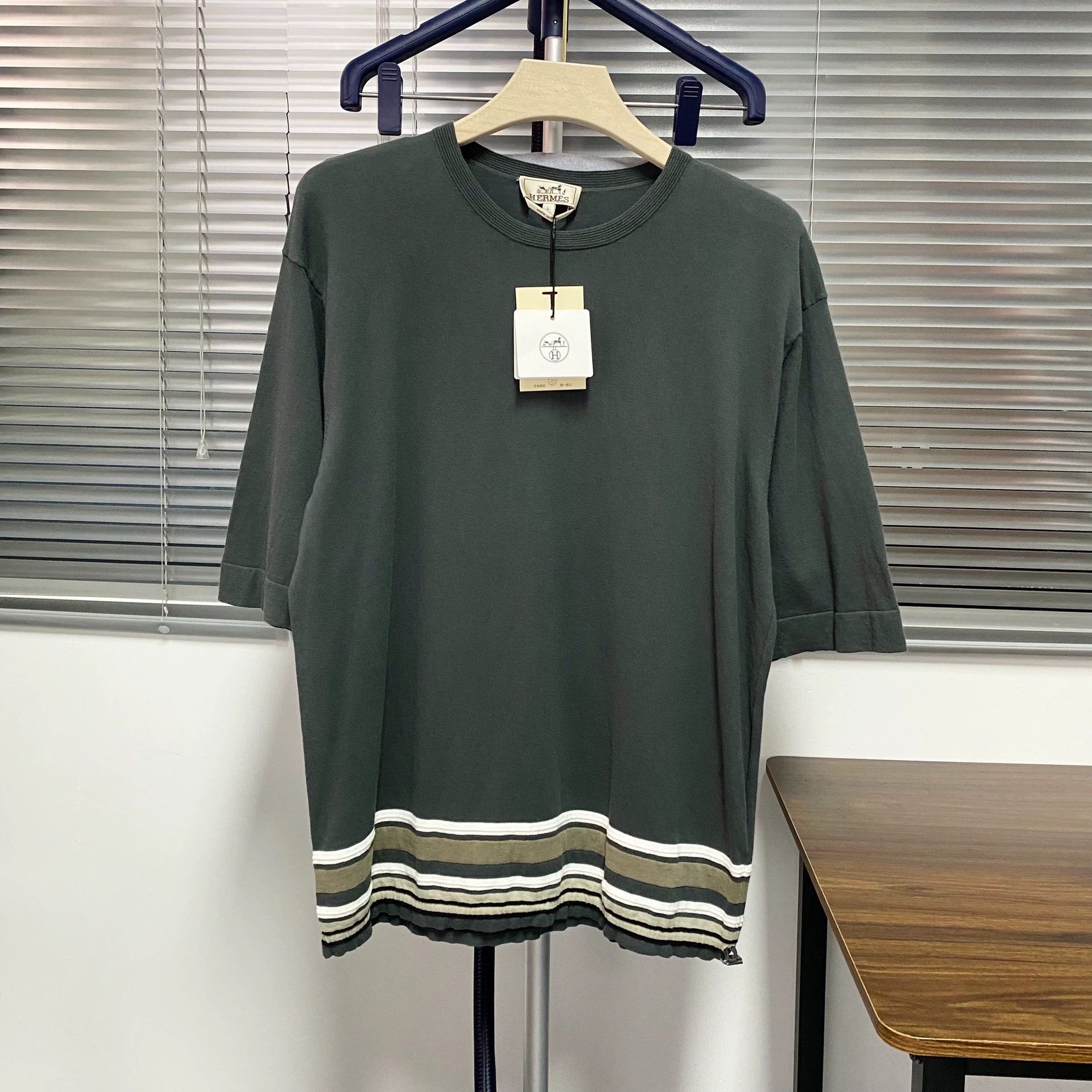 Hermes Hermes Striped Knit Short Sleeve Top - dmc Size US L / EU 52-54 / 3 - 1 Thumbnail