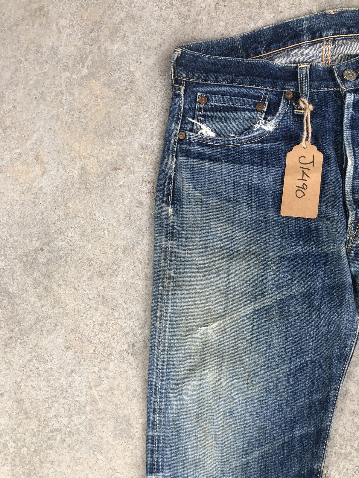 The Real McCoy's Joe Mccoy 906 Selvedge Denim Mudwash Distressed Ripped Size US 30 / EU 46 - 4 Thumbnail