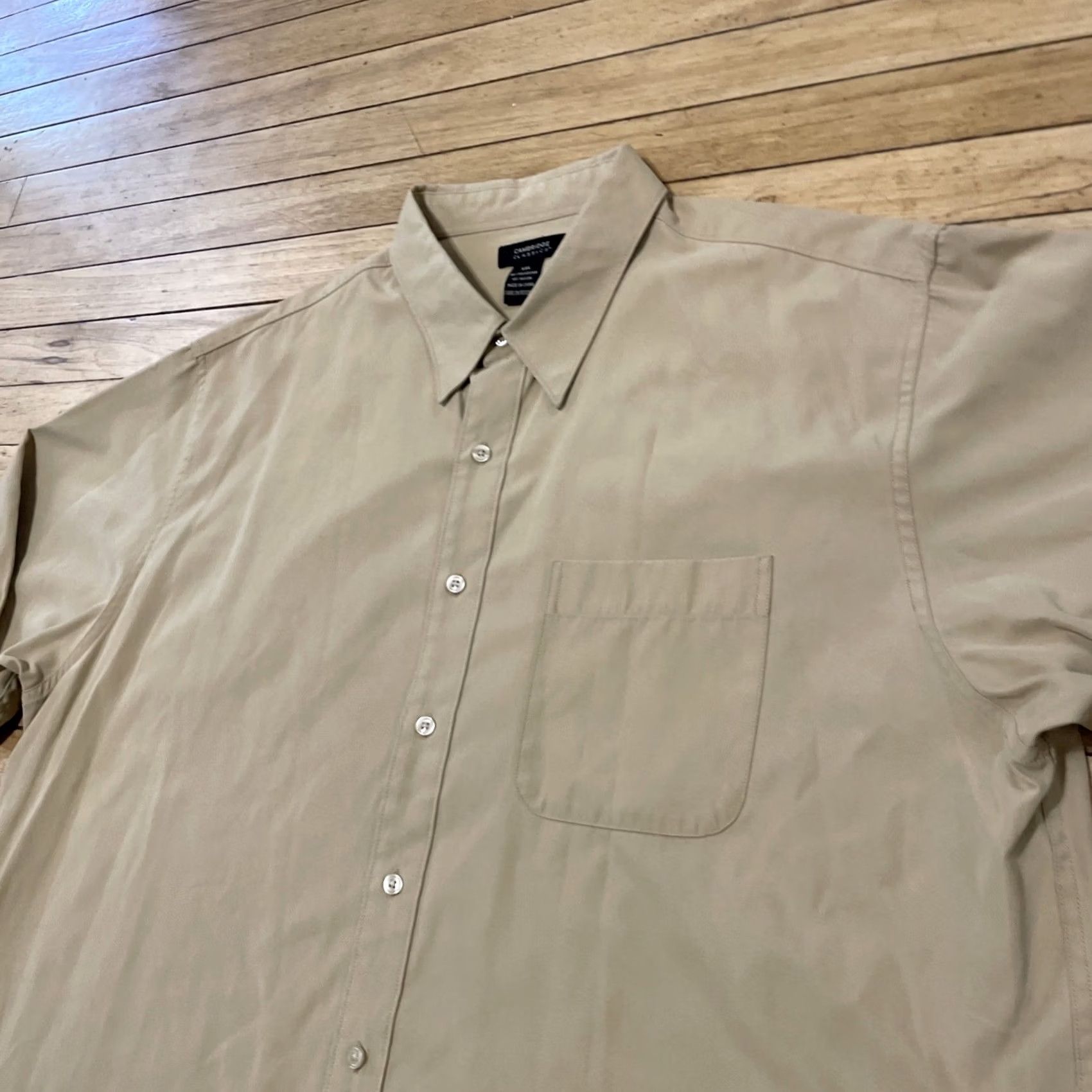 Vintage VINTAGE Cambridge Classics Shirt Men 2XL Khaki Brown Nylon Sueded Cotton Western Size US XXL / EU 58 / 5 - 4 Thumbnail