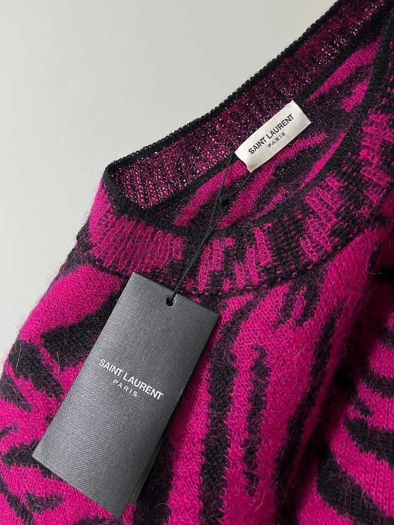 Saint Laurent Paris Saint Laurent Zebra Print Mohair Sweater- Size US M / EU 48-50 / 2 - 5 Thumbnail