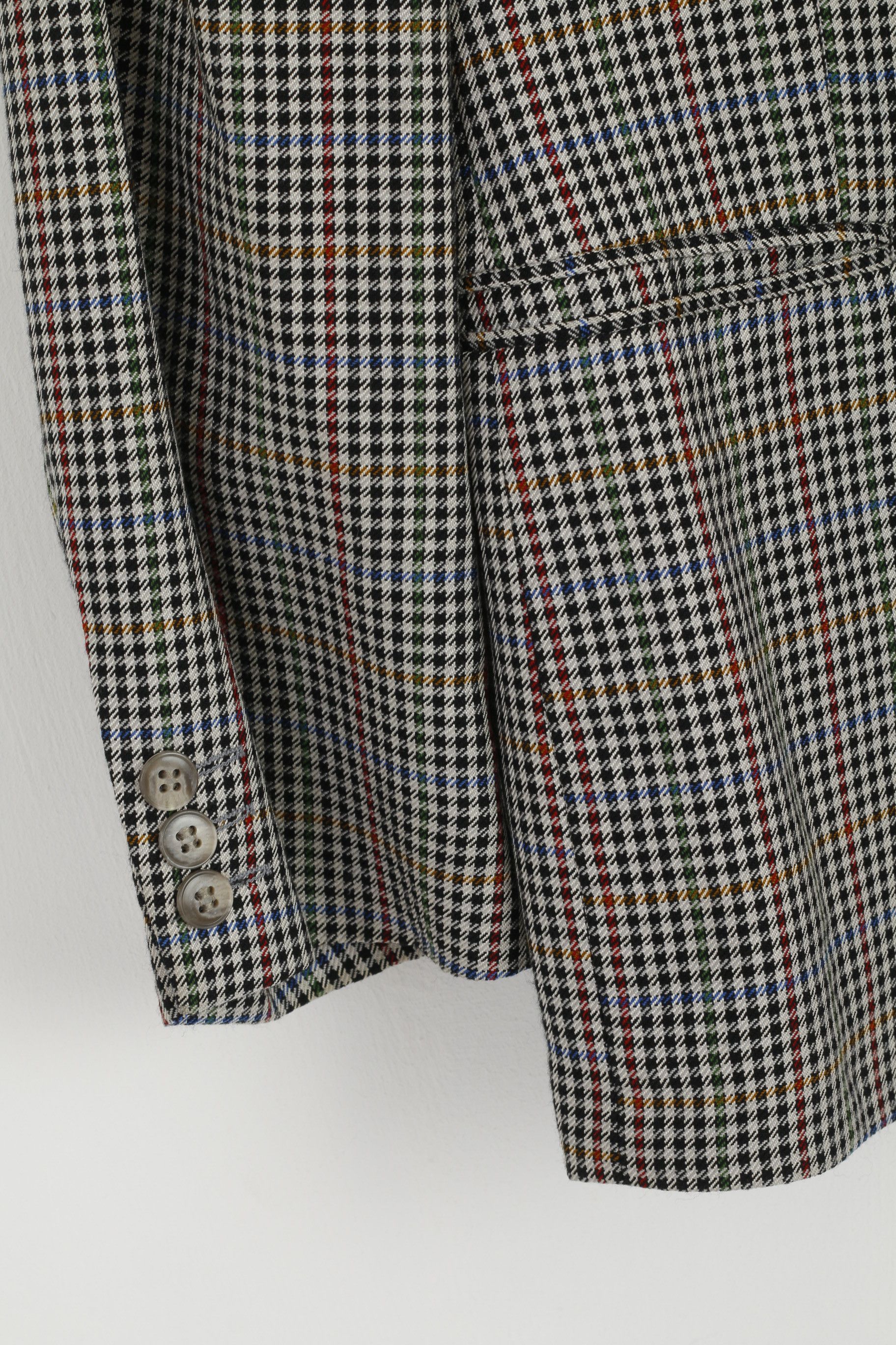 Vintage Falbe Dormeuil Men 38 Blazer Wool Houndstooth 7309 Size 38R - 6 Thumbnail
