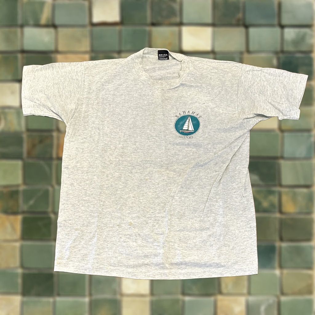 Fruit Of The Loom VINTAGE Fruit of the Loom Freeport Bahamas T Shirt L Gray 90s Stitch Mens Size US L / EU 52-54 / 3 - 1 Thumbnail