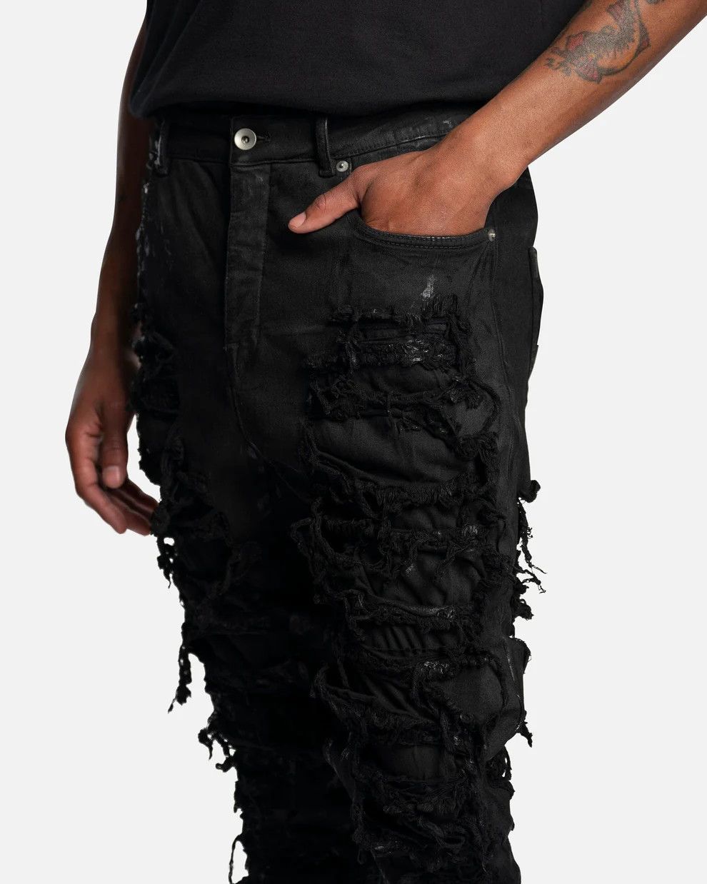 Rick Owens Rick Owens Detroit Cut Destroyed/Slashed Black Denim Size US 36 / EU 52 - 3 Thumbnail
