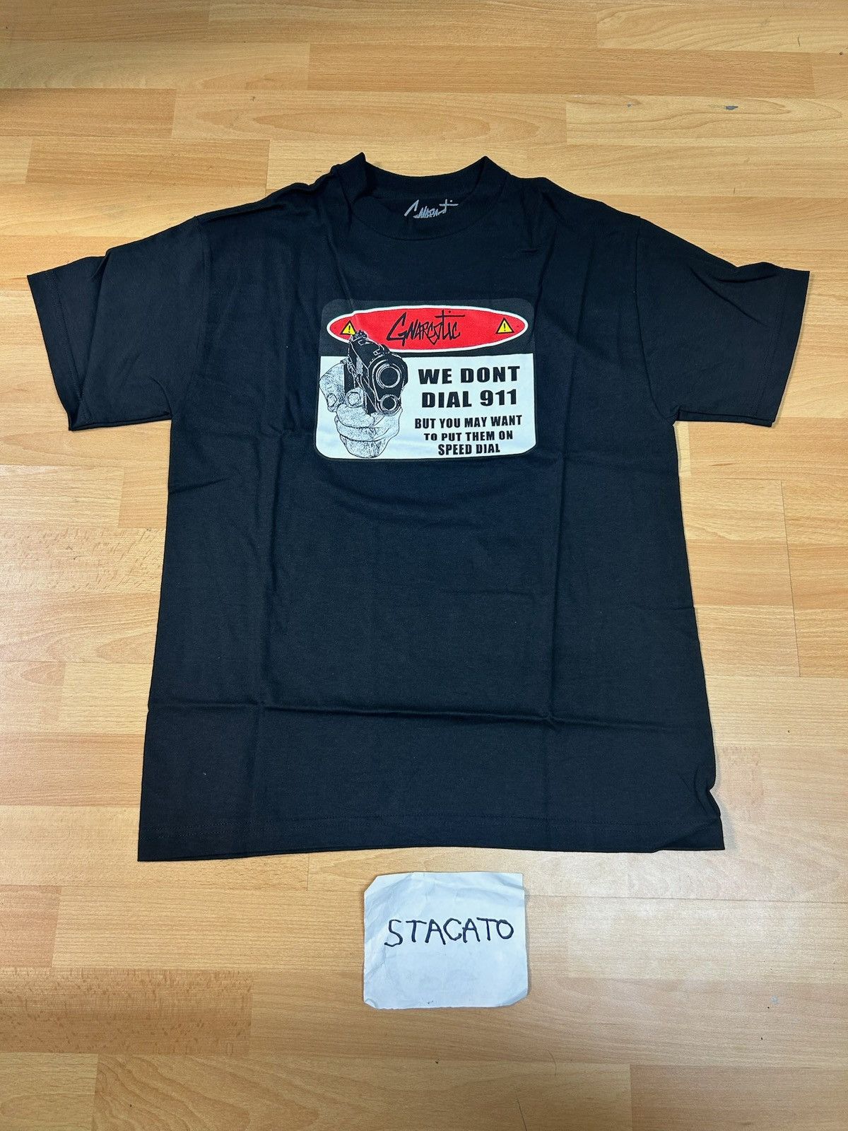Gnarcotic × Rap Tees Gnarcotic Lil Gnar We Don’t Dial 911 Tee Black Size US M / EU 48-50 / 2 - 1 Thumbnail