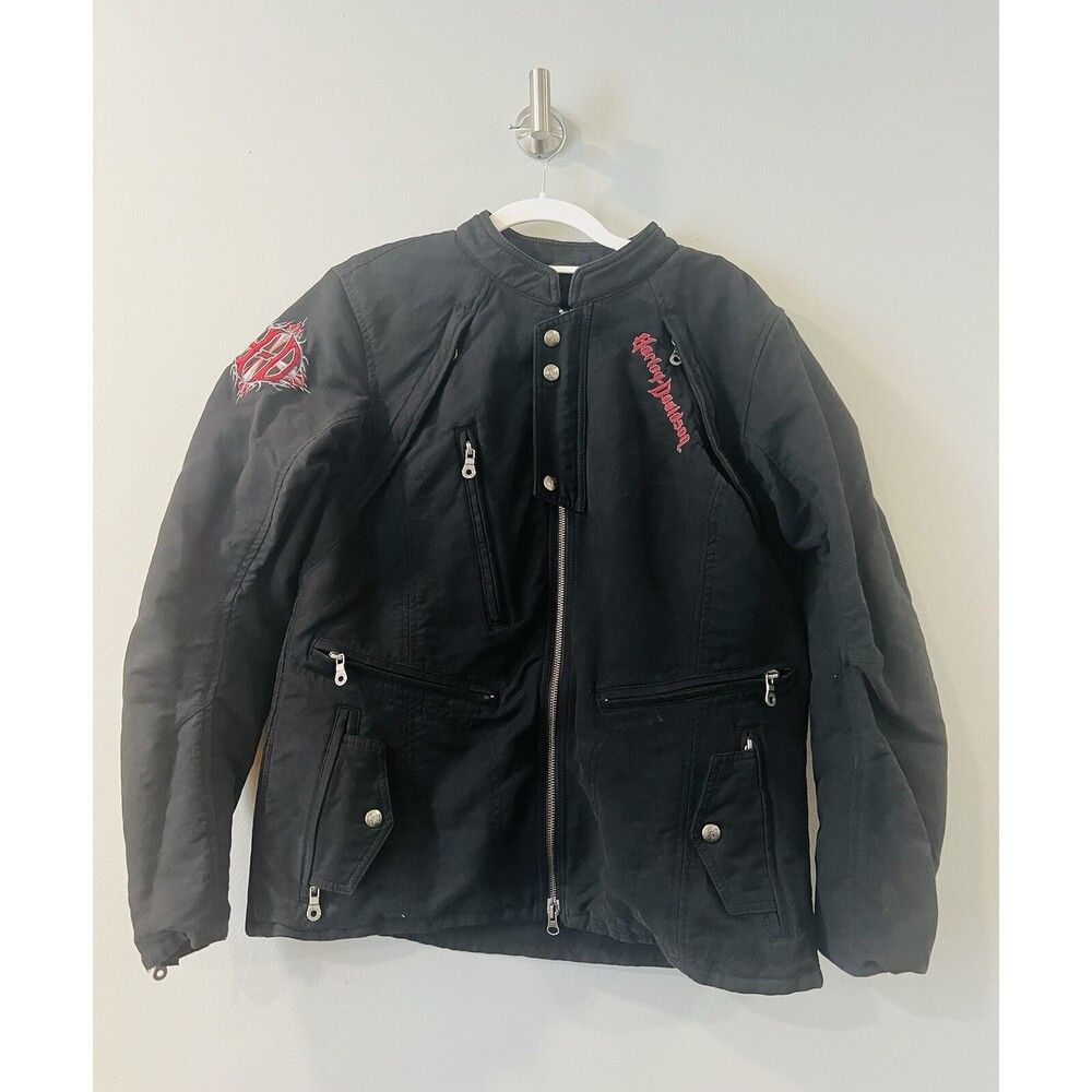 Harley Davidson Harley Davidson jacket Coat Black Cotton Embroidered Wings Size US L / EU 52-54 / 3 - 2 Thumbnail
