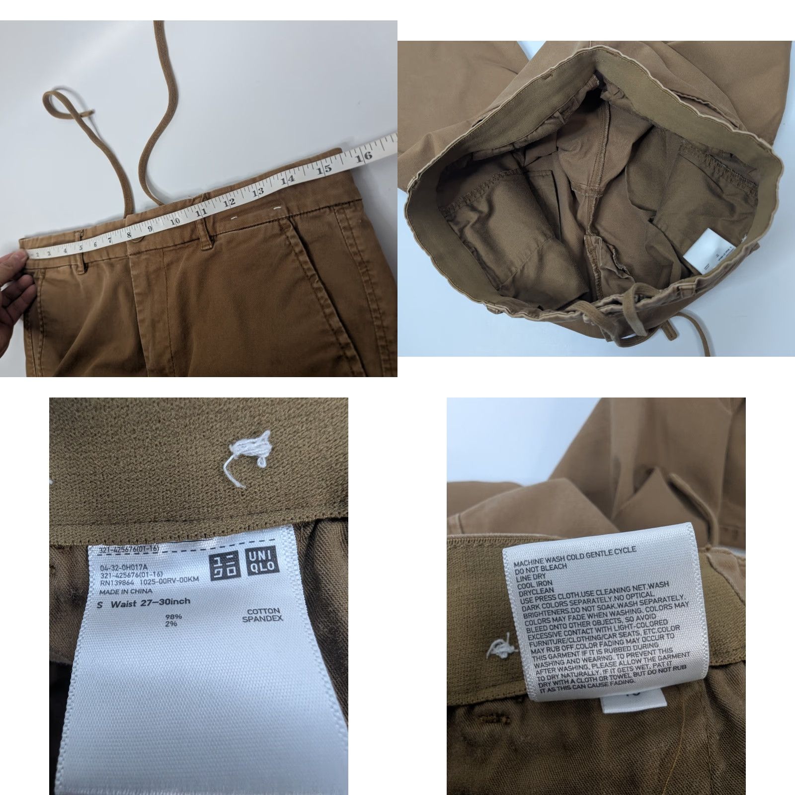 Uniqlo VINTAGE Uniqlo EZY Slim Fit Men's Small 27-30 Brown Khaki Jogger Pants Drawstring Size US 29 - 8 Thumbnail