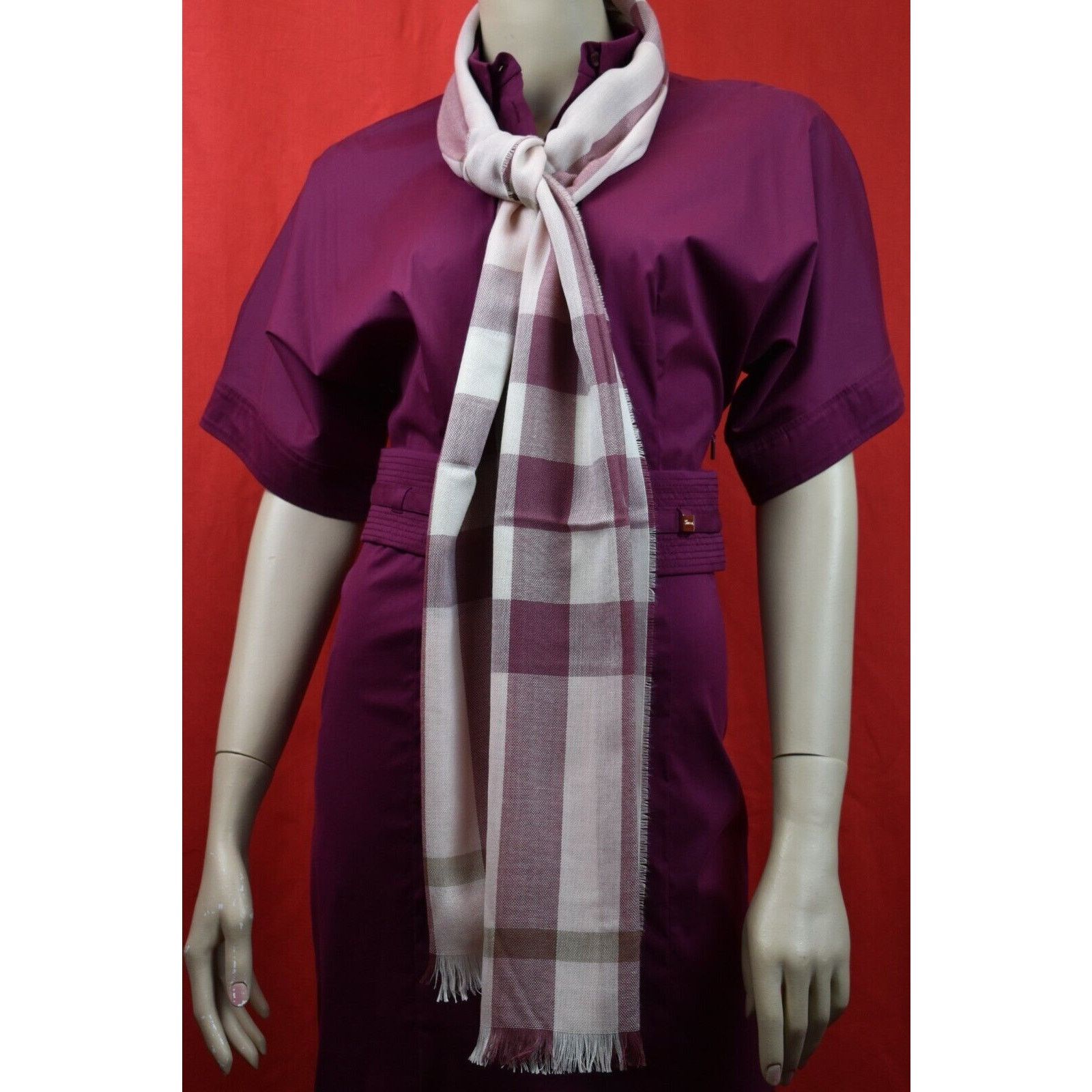 Burberry TONAL PINK WOOL CASHMERE NOVA CHECK LIGHT SCARF 18X80 200X45 Size ONE SIZE - 7 Thumbnail