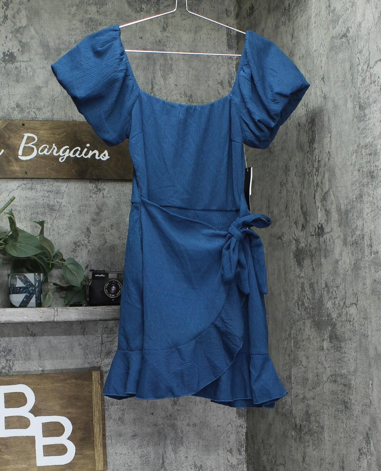 Other Trixxi Fit Flare Faux Wrap Mini Dress Dark Teal Blue S Size S / US 4 / IT 40 - 1 Thumbnail