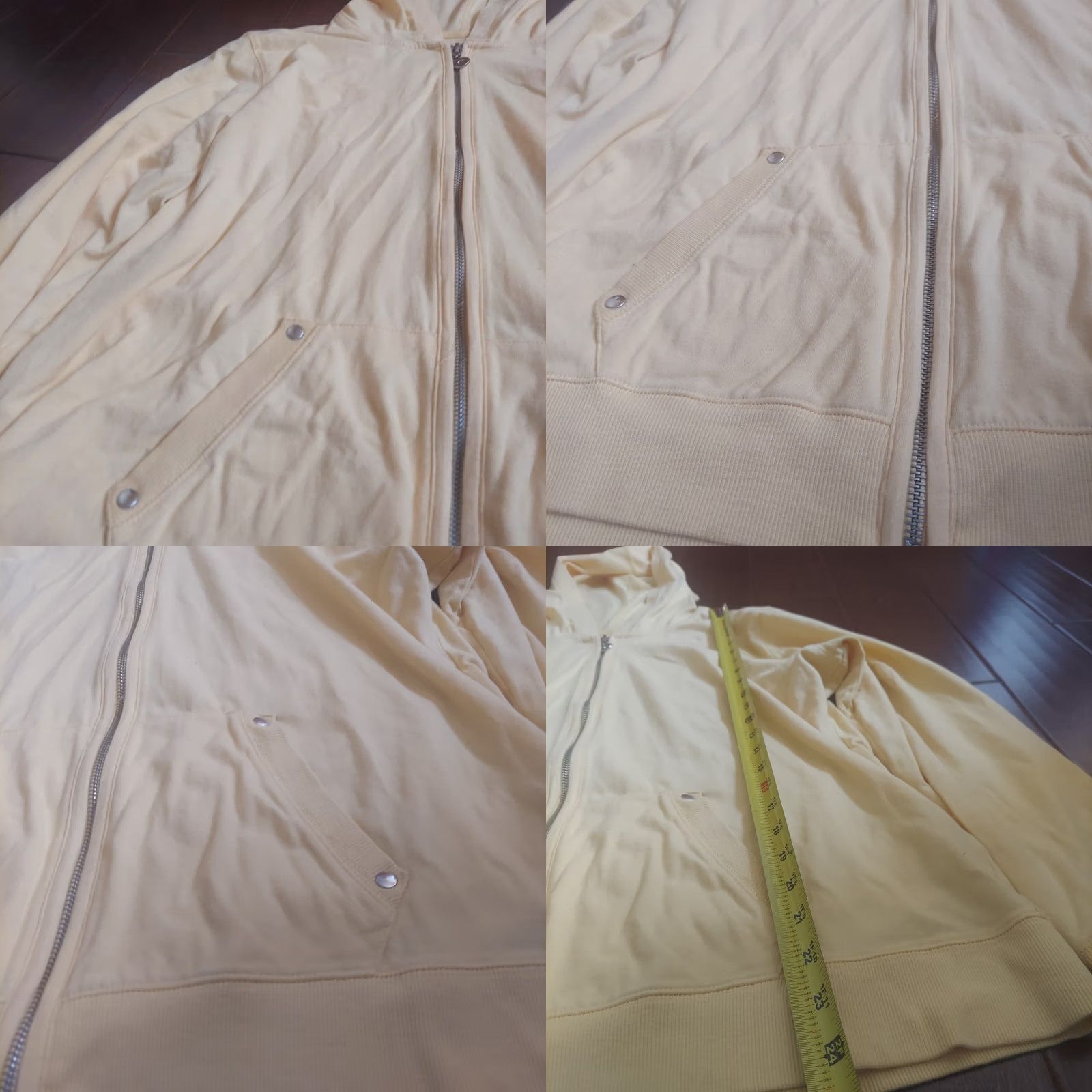 Vintage Style&co. Women's Yellow Full Zip Hooded Pockets Jacket Shirt Size L / US 10 / IT 46 - 8 Thumbnail