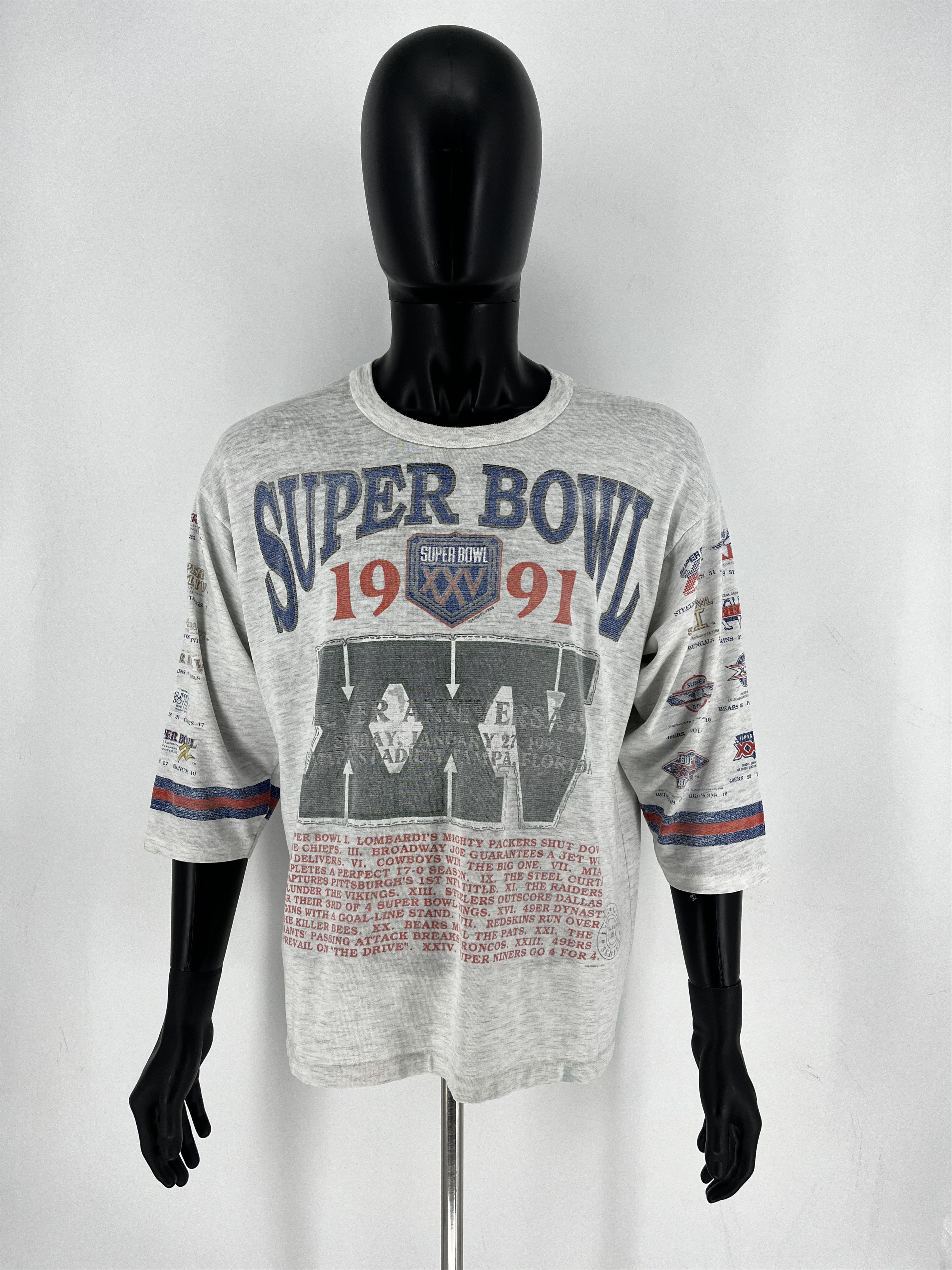NFL Vintage 90s Super Bowl XXV 1991 Tee XL Long Gone USA 3/4 Size US XL / EU 56 / 4 - 2 Thumbnail