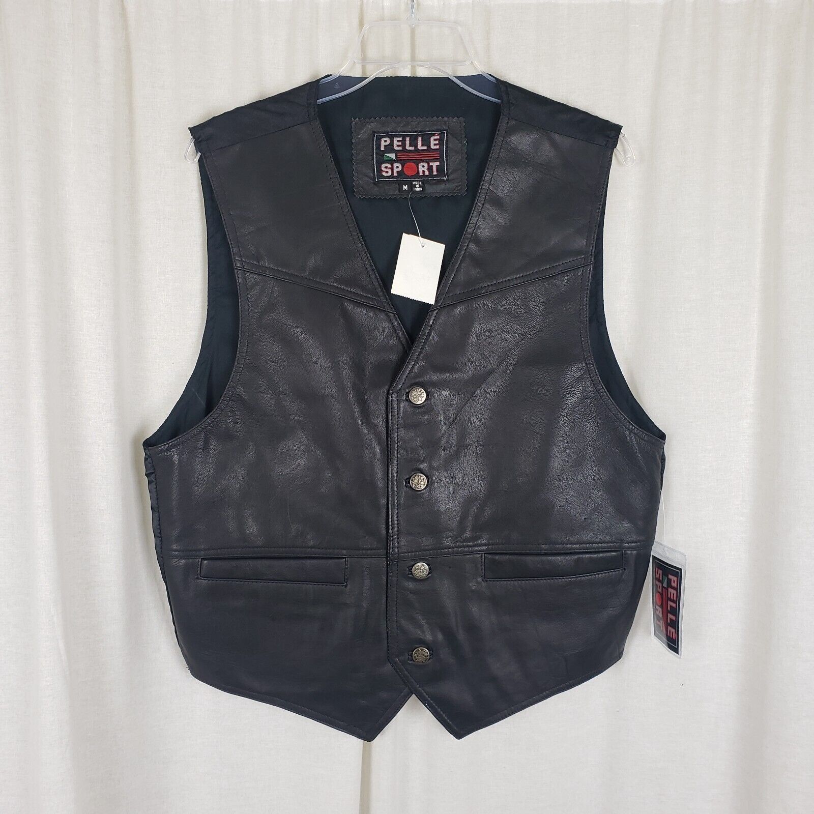 Pelle Pelle Pelle Sport Wyoming Snap Black Leather Biker Vest Waistcoat Size US M / EU 48-50 / 2 - 1 Thumbnail