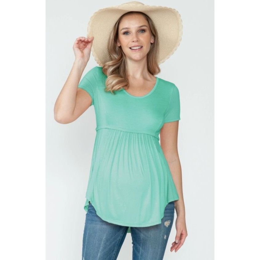Other Maternity Flowy Mint Green Short Sleeve Babydoll Top XL Size XL / US 12-14 / IT 48-50 - 1 Thumbnail