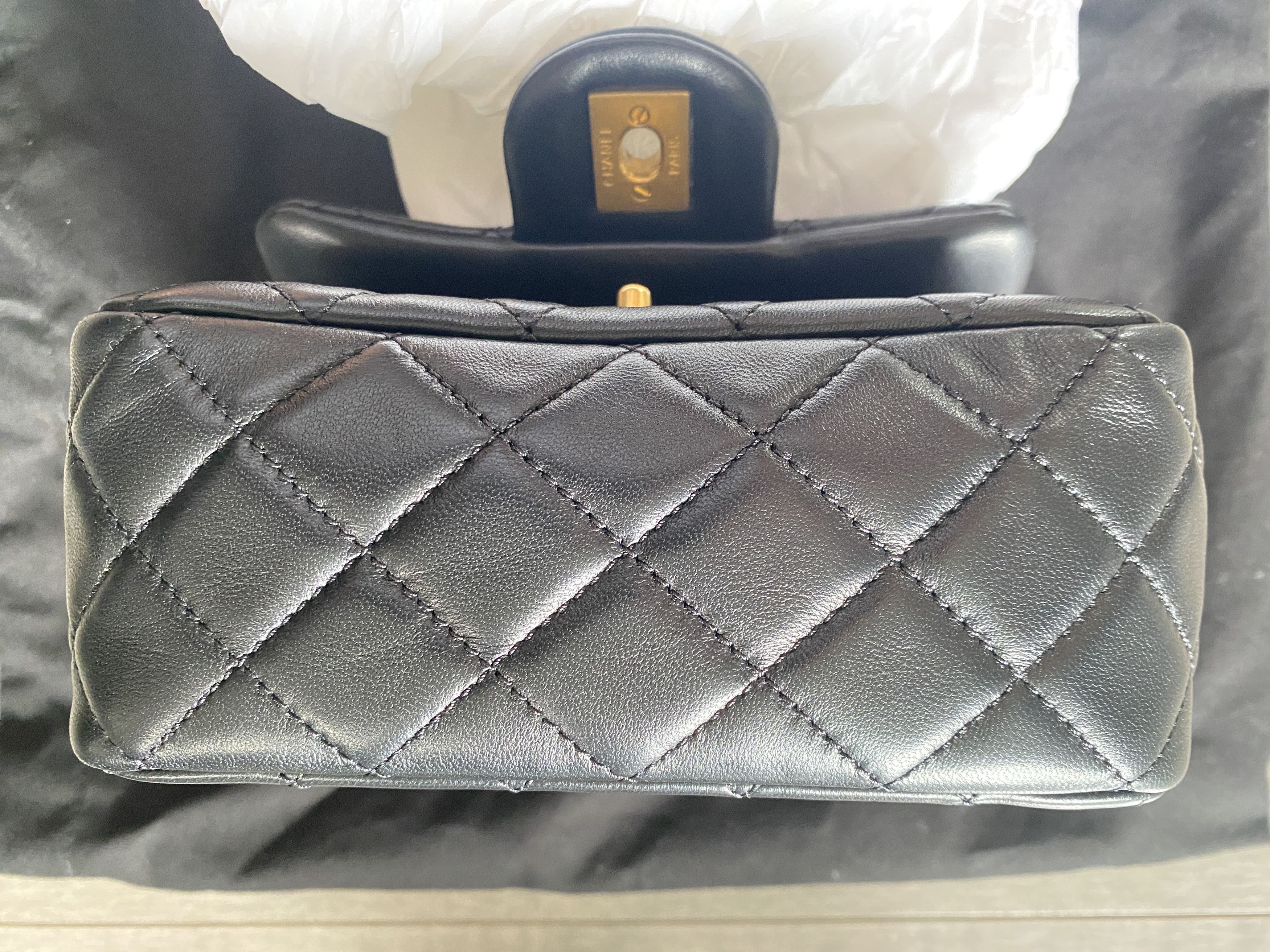 Chanel CHANEL Black Mini Square Pearl Crush Gold Ball Flap Bag Size ONE SIZE - 7 Thumbnail
