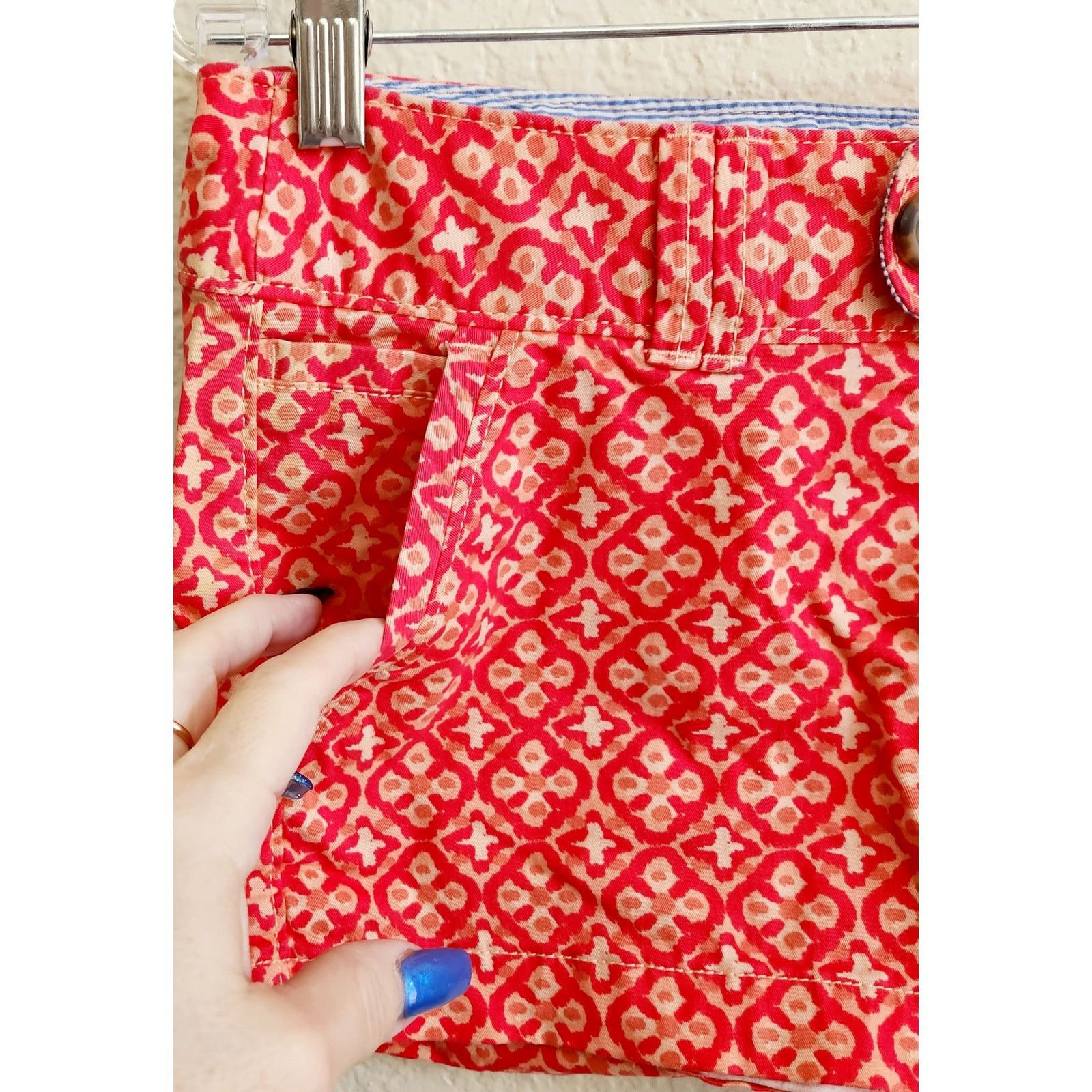 Other Red Camel Orange Floral Flat Front Chino Shorts 9 Juniors Size 34" / US 12 / IT 48 - 2 Thumbnail