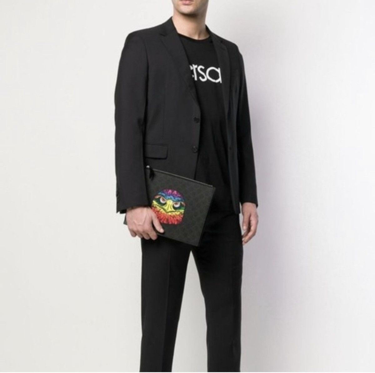 Gucci Gucci Black GG Supreme Pouch with Multicolor Eagle Motif Size ONE SIZE - 1 Thumbnail