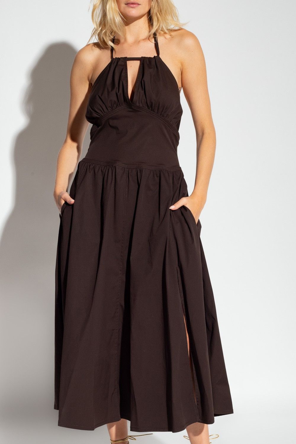 Bottega Veneta o1n1vont1224 Midi Dress in Brown Size S / US 4 / IT 40 - 3 Thumbnail