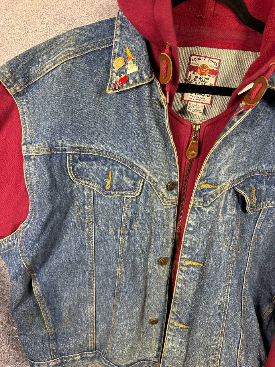 Vintage × Warner Bros ALL FOLKS LOONELY TUNES 1995 WB Hoodie Vest Jacket Denim XL Size US XL / EU 56 / 4 - 7 Thumbnail